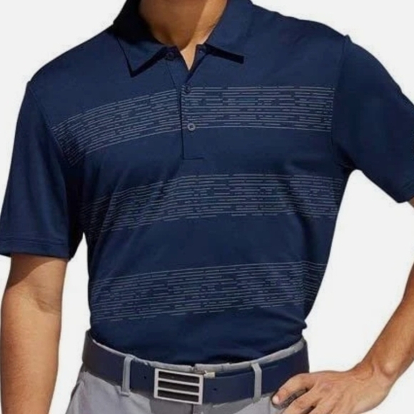 adidas Golf Polo Plaid Key Mens Short Sleeve Collegiate Navy Size XXL - Picture 3 of 12